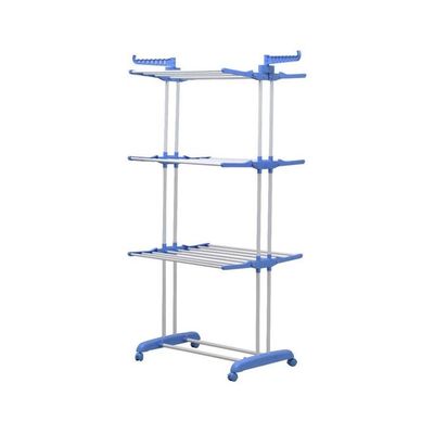 4-Layered Cloth Rack Hanger White/Blue 640x1700millimeter