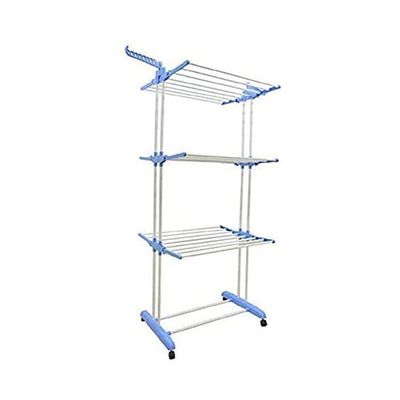 3 Layer Drying Rack Cloth Stand Silver-Blue