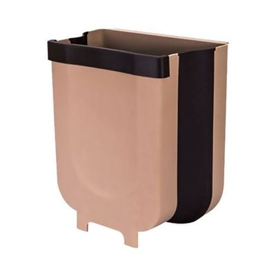 Plastic Trash Can Pink/Brown 28.6x17.5x25.3centimeter