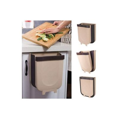 Kitchen Hanging Cabinet Door Trash Can Beige/Black 25.3x28.6x17.5centimeter