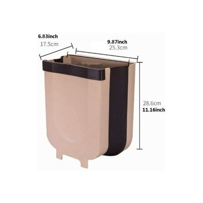 Kitchen Hanging Cabinet Door Trash Can Beige/Black 25.3x28.6x17.5centimeter