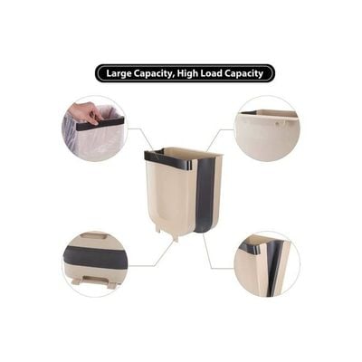 Hanging Kitchen Trash Can Beige/Black 24.5x28.5x17.5cm