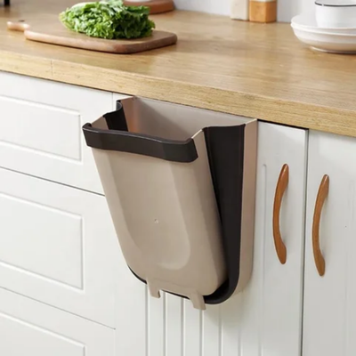 Hanging Kitchen Trash Can Beige/Black 24.5x28.5x17.5cm