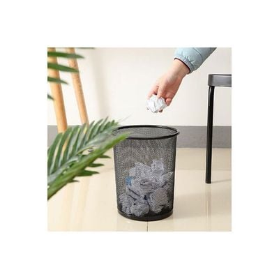 Mesh Trash Bin Paper Basket Kitchen Bedroom Office Rubbish Waste Holder Can Silver 20*10*20cm