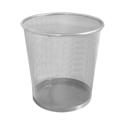 Mesh Trash Bin Paper Basket Kitchen Bedroom Office Rubbish Waste Holder Can Silver 20*10*20cm