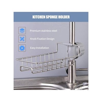 Dishwashing Sponge Holder Rack Silver 7.09 x 3.74 x 4.13inch