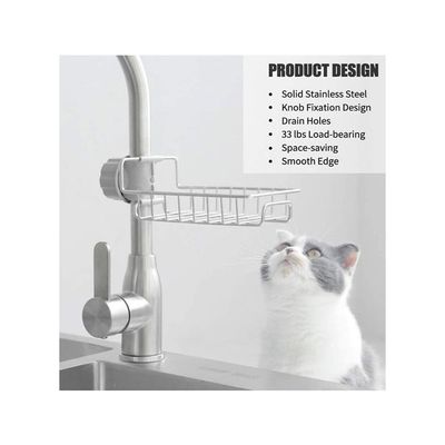 Dishwashing Sponge Holder Rack Silver 7.09 x 3.74 x 4.13inch