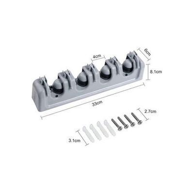 Mop And Broom Holder Wall Mount Grey 400g