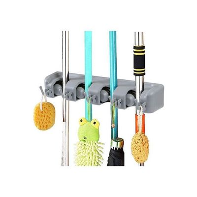 Mop And Broom Holder Wall Mount Grey 400g