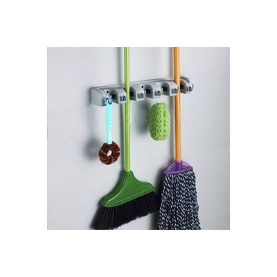 Wall Mounted Plastic Mop Hanger Grey 26.5x8.7x6.5centimeter