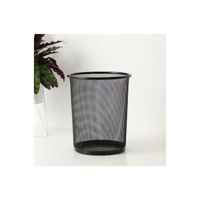 Mesh Trash Bin Paper Basket Kitchen Bedroom Office Rubbish Waste Holder Can Black 20*10*20cm