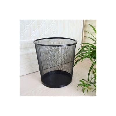 Mesh Trash Bin Paper Basket Kitchen Bedroom Office Rubbish Waste Holder Can Black 20*10*20cm