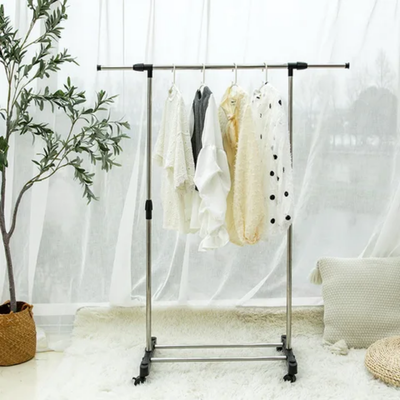 Single Garment Rack With Wheels Grey 1.8kg