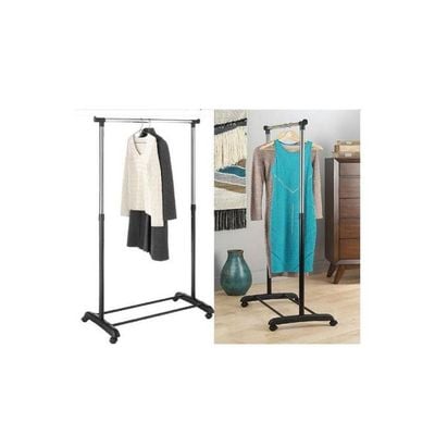 Telescopic Clothes Rack Silver/Black 75x80x45centimeter