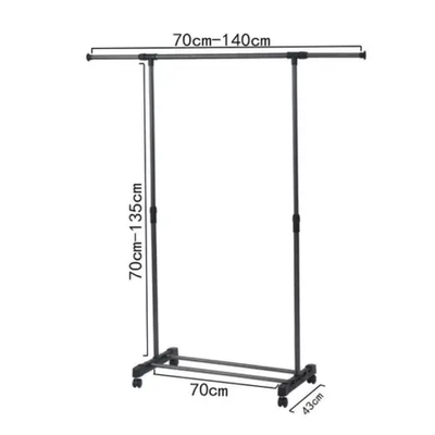 Adjustable Garment Rack with Expandable Bar White Medium