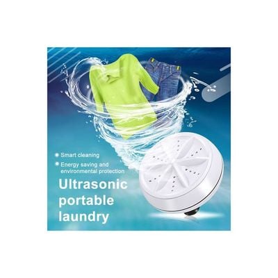 Mini Washing Machine Portable Rotating Ultrasonic Turbine Washer with USB Cable White 20*10*20cm