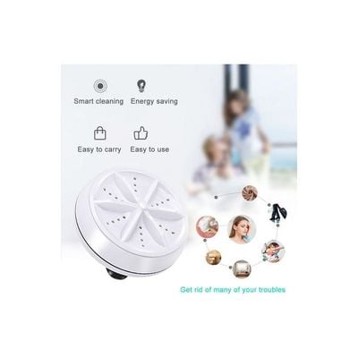 Mini Washing Machine Portable Rotating Ultrasonic Turbine Washer with USB Cable White 20*10*20cm