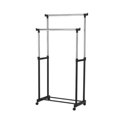 2-Pole Telescopic Clothes Rack Silver/Black