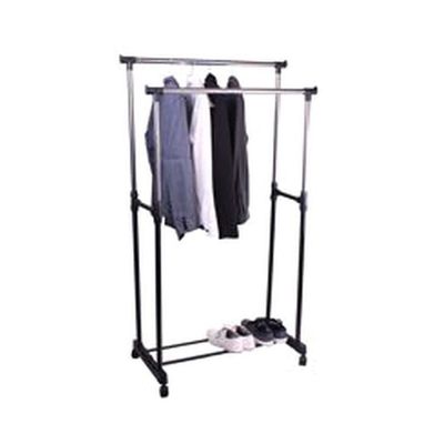 Stainless Steel Double Garment Rack Silver/Black