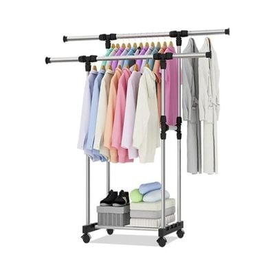 Metal Clothes Hanger Rack Silver