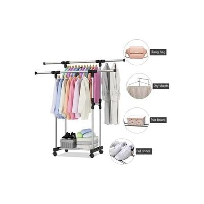 Metal Clothes Hanger Rack Silver