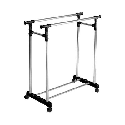 Double Pole Garment Rack Silver/Black