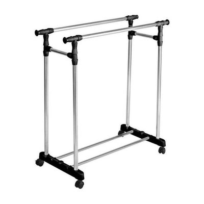 Adjustable Double Pole Racks For Garments Clothes Black