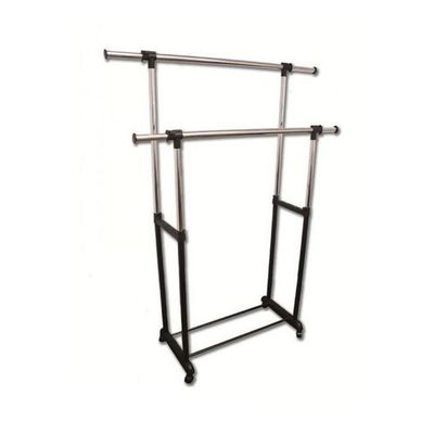 Clothing Garment Rack With Lockable Wheels Portable Clothes Black