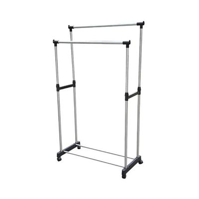 Foldable Cloth Hanger Stand Silver/Black 160x42x80centimeter