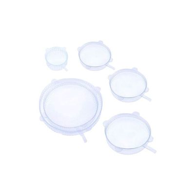 6-Piece Food Silicone Saran Wrap Cover Lid 6PFS Clear