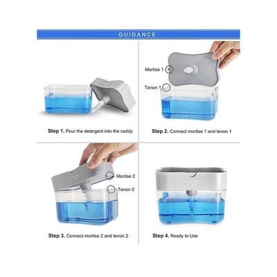 2 In 1 Soap Dispenser With Sponge Holder For Kitchen SPH001 Grey