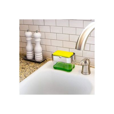 Soap Pump Dispenser with Sponge Holder NA-H9208 Clear/Grey