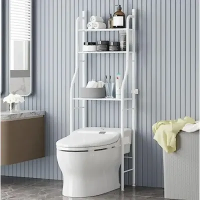 3-Tier Bathroom Storage Rack White 58x24x164cm