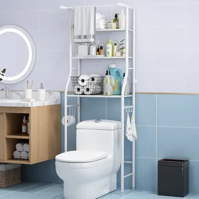 3-Tier Bathroom Storage Rack White 58x24x164cm