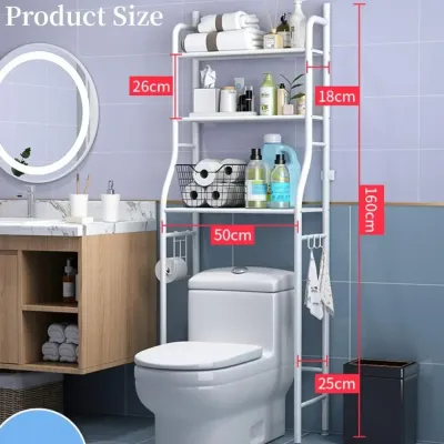 3-Tier Bathroom Storage Rack White 58x24x164cm