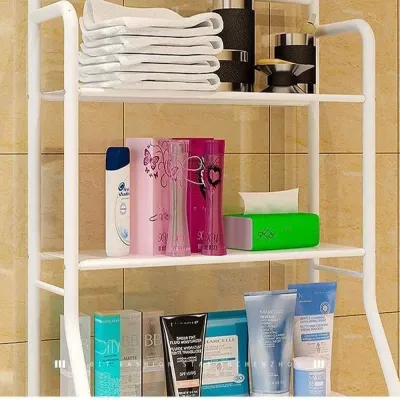 3-Tier Bathroom Storage Rack White 58x24x164cm