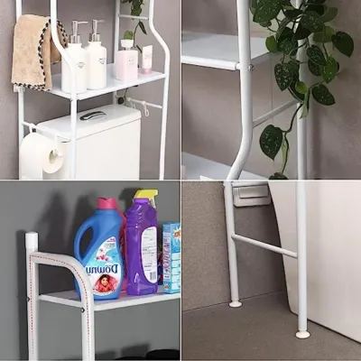 3-Tier Bathroom Storage Rack White 58x24x164cm