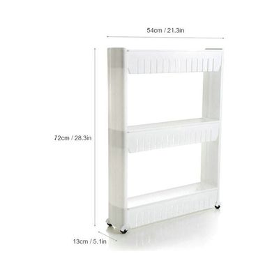 3-Tier Slide-Out Slim Storage Cart White 56x13.5x25cm