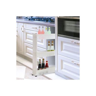 3-Tier Slide-Out Slim Storage Cart White 56x13.5x25cm