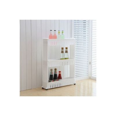 3-Tier Slide-Out Slim Storage Cart White 56x13.5x25cm