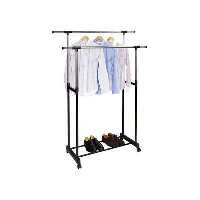 Double Extended Garment Rack Black