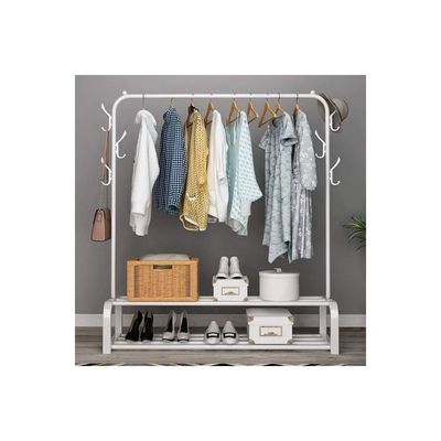 Clothes Organizer And Coated Metal Rack White 110*33*150cm