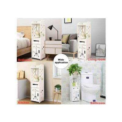 Bathroom Storage Floor Corner Cabinet Free Standing Shelf Toilet Cupboard White 22*20*80cm