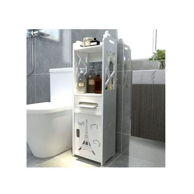 Bathroom Storage Floor Corner Cabinet Free Standing Shelf Toilet Cupboard White 22*20*80cm