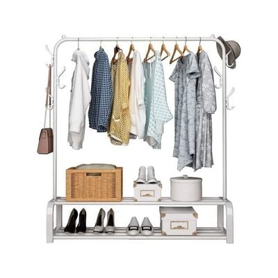 Clothes Organizer And Holder Coated Metal Rack White