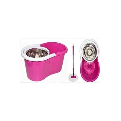 2-Piece 360 Degree Spin Mop With Bucket Set Purple/Silver/White