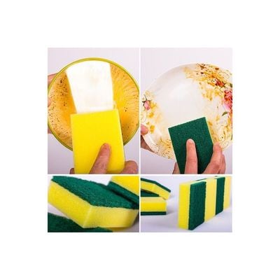 2-Piece Household Dish Washing Cleaning Sponge Set Green/Yellow