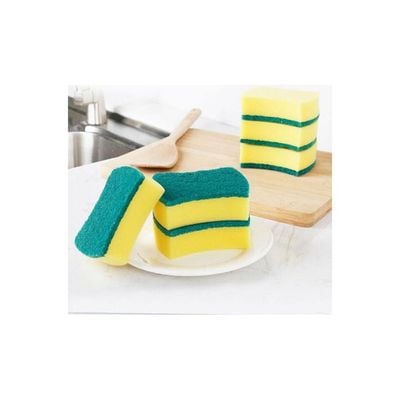 2-Piece Household Dish Washing Cleaning Sponge Set Green/Yellow