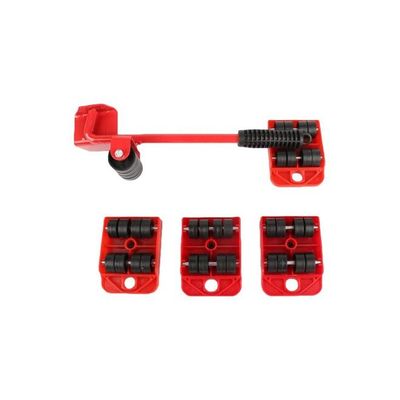 5-Piece Furniture Lifter Slider Set Red 32x9centimeter