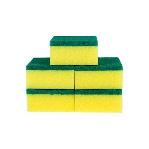 10-Piece Dishwashing Sponge Set Yellow/Green 10x7x3.3centimeter